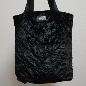Victoria's Secret Black Velvet Tote Bag
